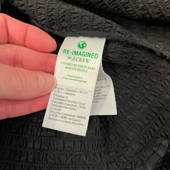 J.Crew Smocked Black Bodycon Tank Dress Sz 2 Mid Length NWOT - Picture 10 of 13